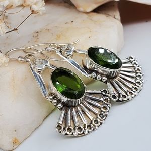 Natural Peridot Stones Silver 925 Earrings